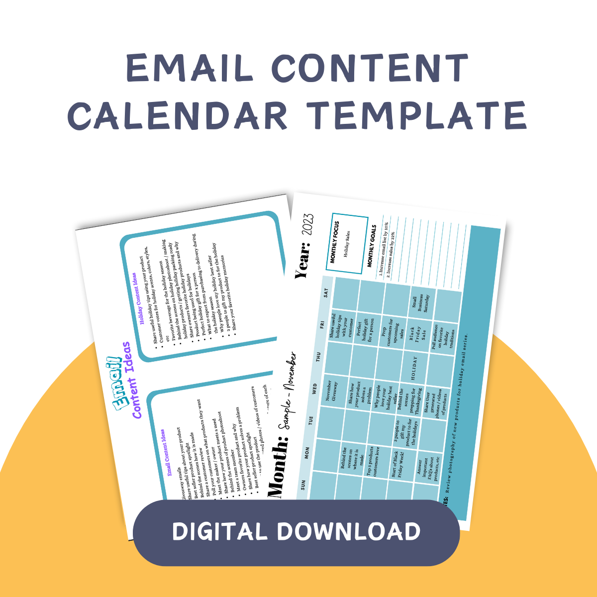 Email Content Calendar Template